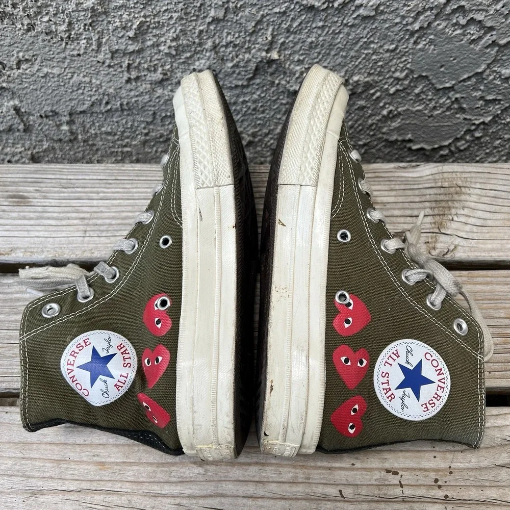 Converse Shoes Women Size 7 Comme Des Garcons Play Green High Top Chuck 70 Heart